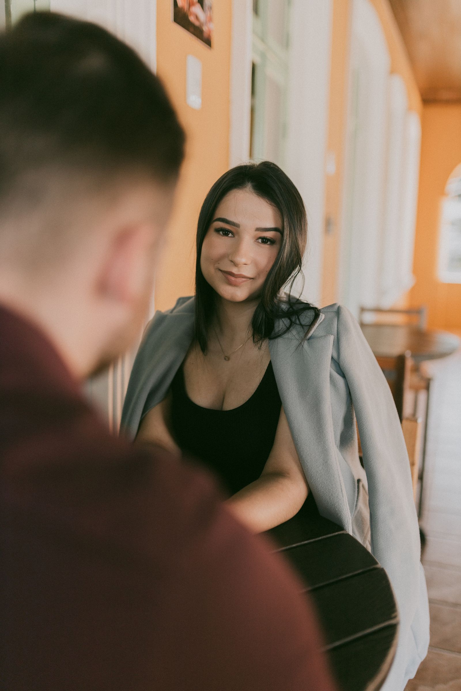Couple cafe conversation talking tension building texts — 5-day rhythm